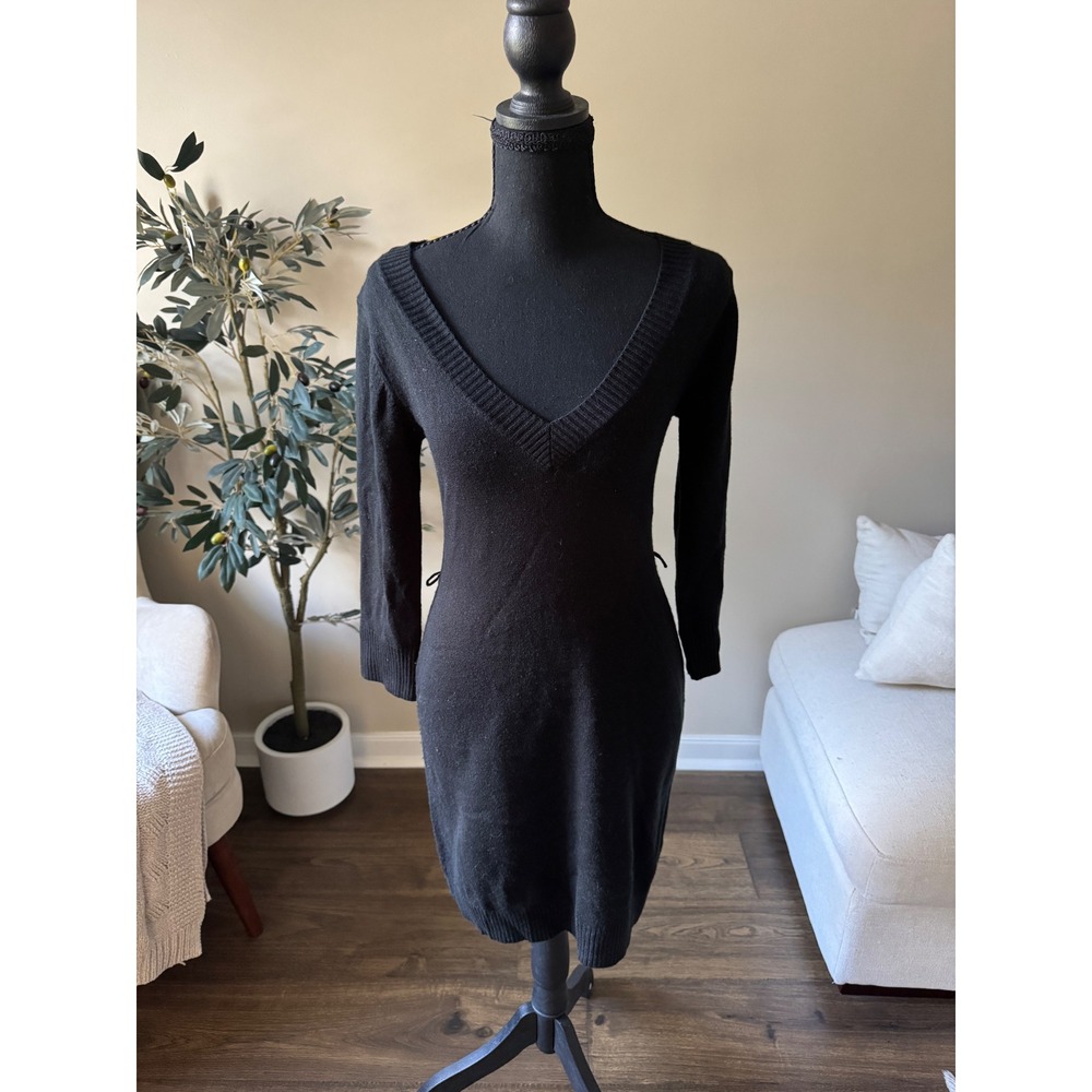 Sequin Hearts long sleeve sweater dress in a classic black knit